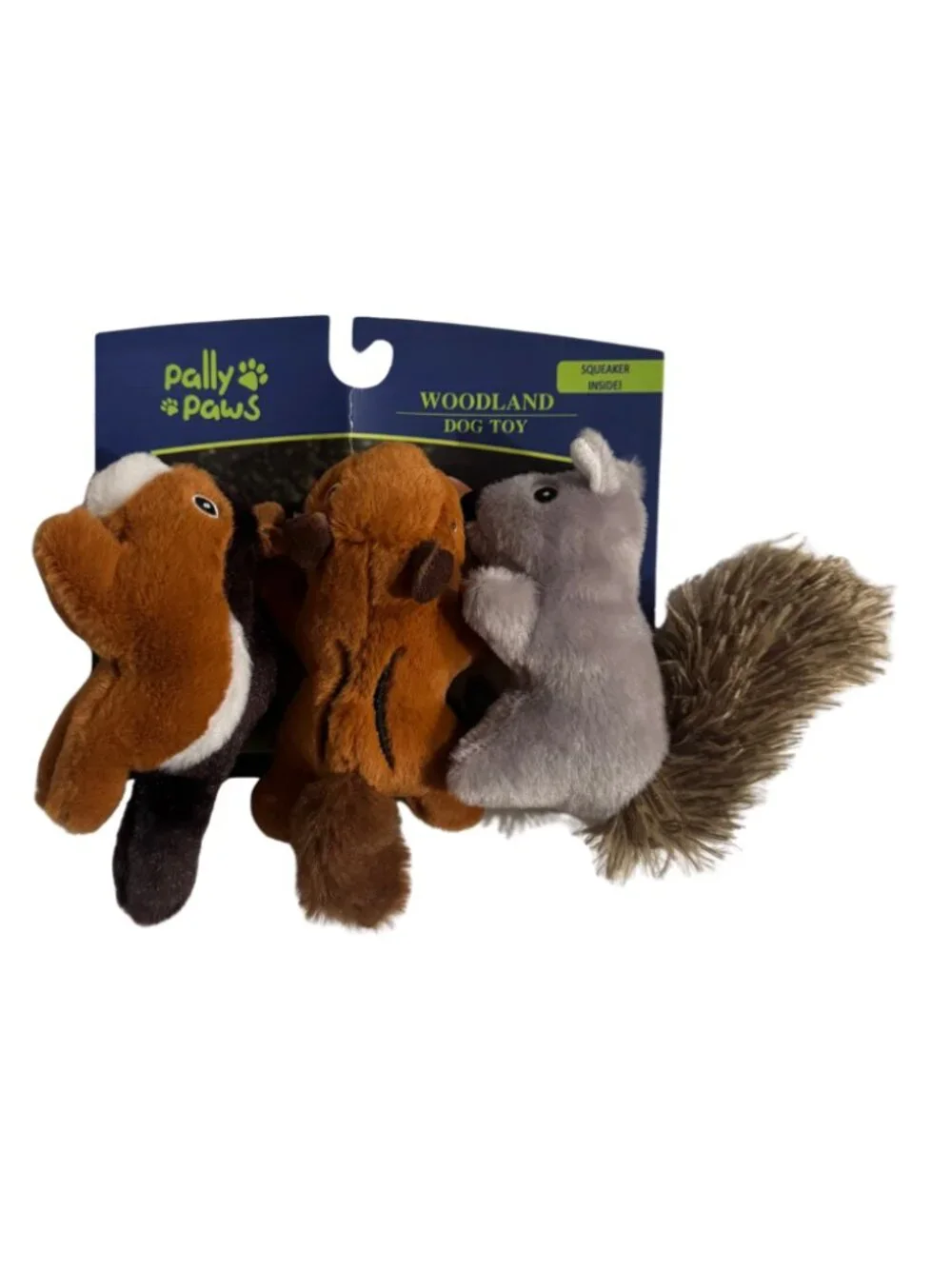 Pally Paws Woodland Dog Toy Plush Squeaker 3 Pack Beaver Chipmunk Squirrel NWT